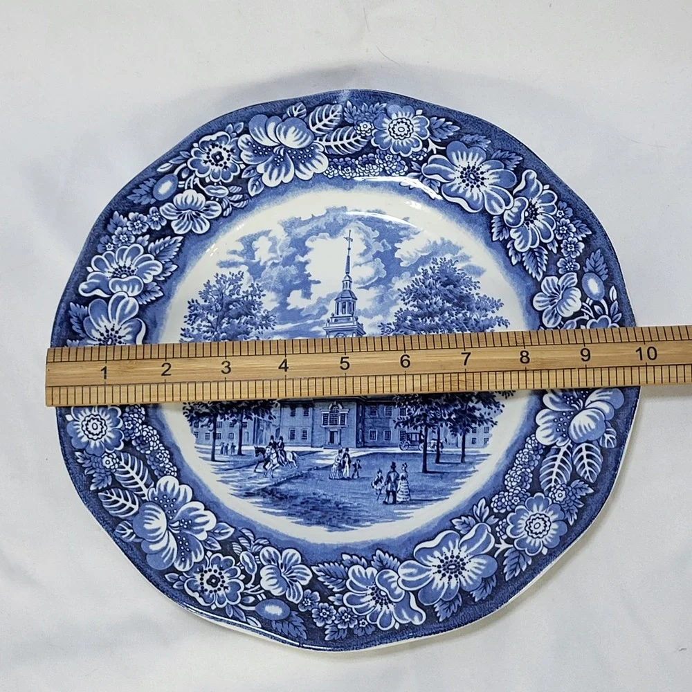 Liberty Blue Independence Hall Dinner Plate Staffordshire Ironstone England